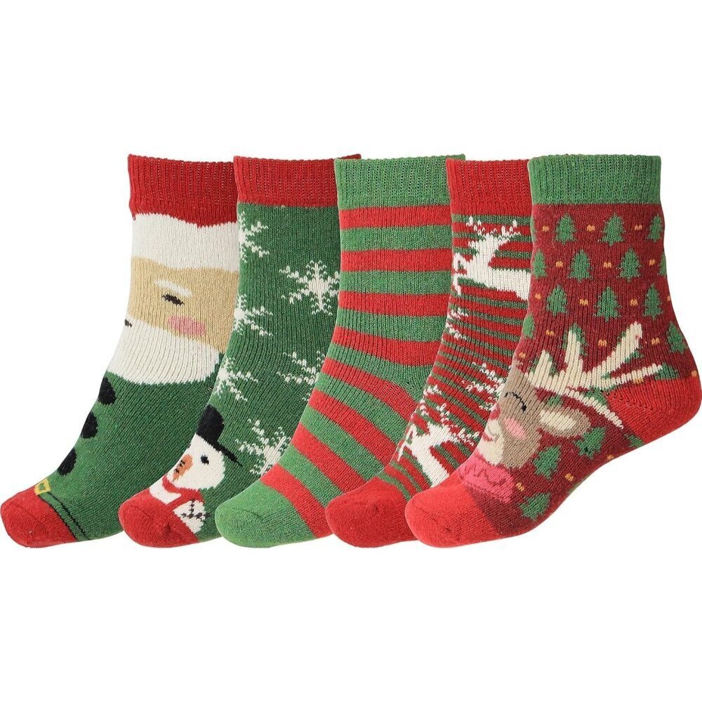 BenSorts Women 5 Packs Christmas Winter Thick Warm Polyester Boots Socks